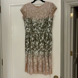 Oscar de la Renta Pink and Silver Sequin Dress